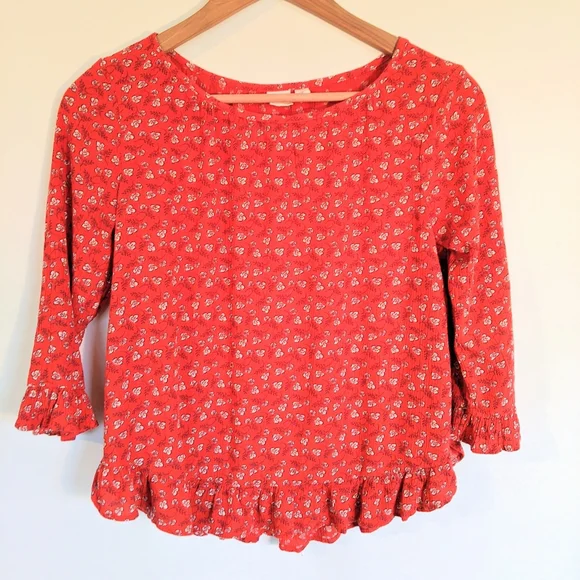 Gap‎ red  peasant blouse - Picture 5 of 8